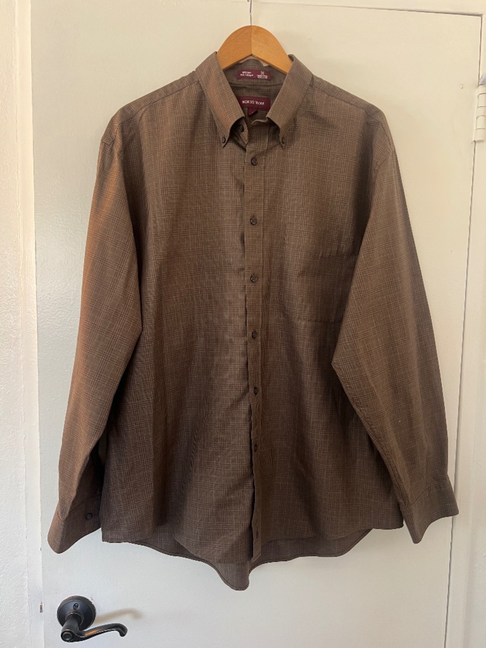 Nordstrom Smartcare Wrinkle-Free Glen Plaid Dress Shirt | Brown | Men's XL